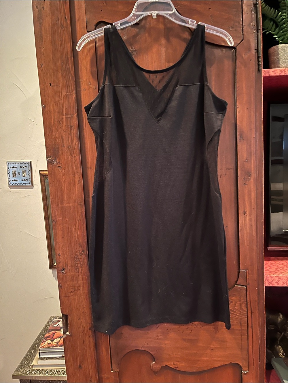 Rhapsody Black Mesh-Trim Slip Dress